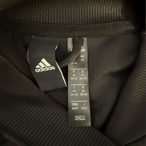 Adidas women’s M Black Varsity Track Jacket Snap Button Casual - Picture 4 of 9